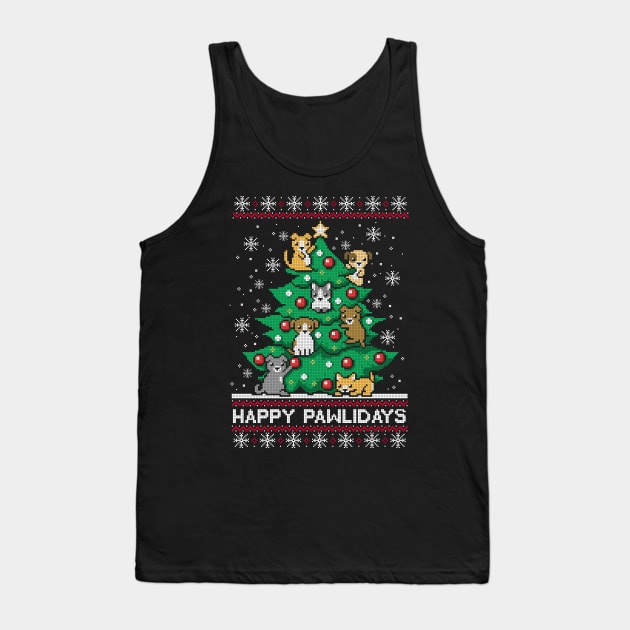 Happy pawlidays ugly christmas sweater Tank Top by NemiMakeit